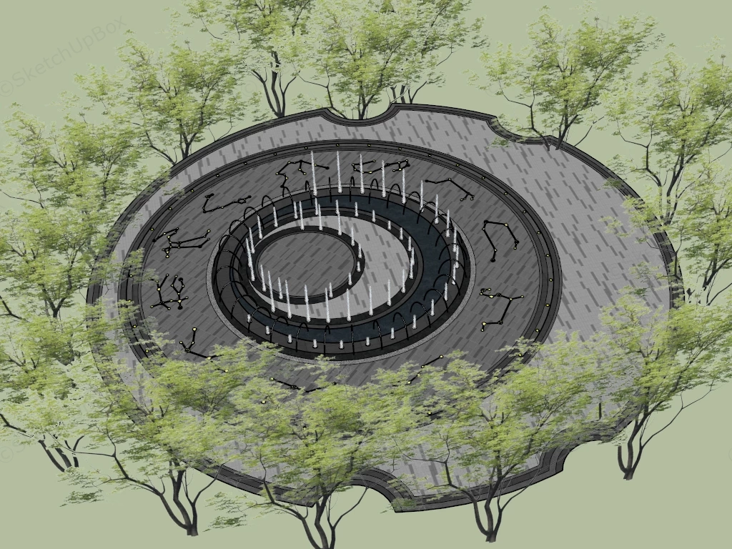 Dry Deck Fountain Design sketchup model preview - SketchupBox