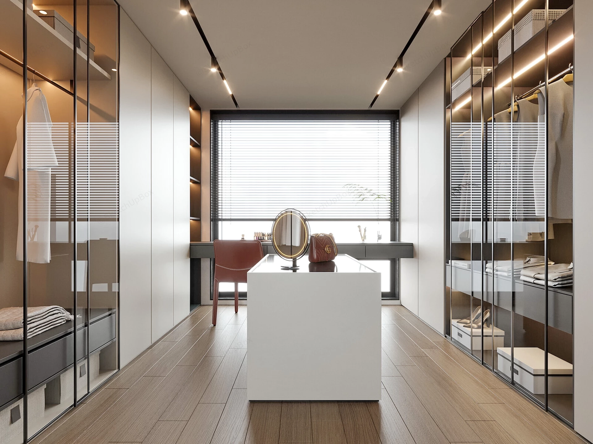 Modern Dressing Room With Makeup Vanity sketchup model preview - SketchupBox