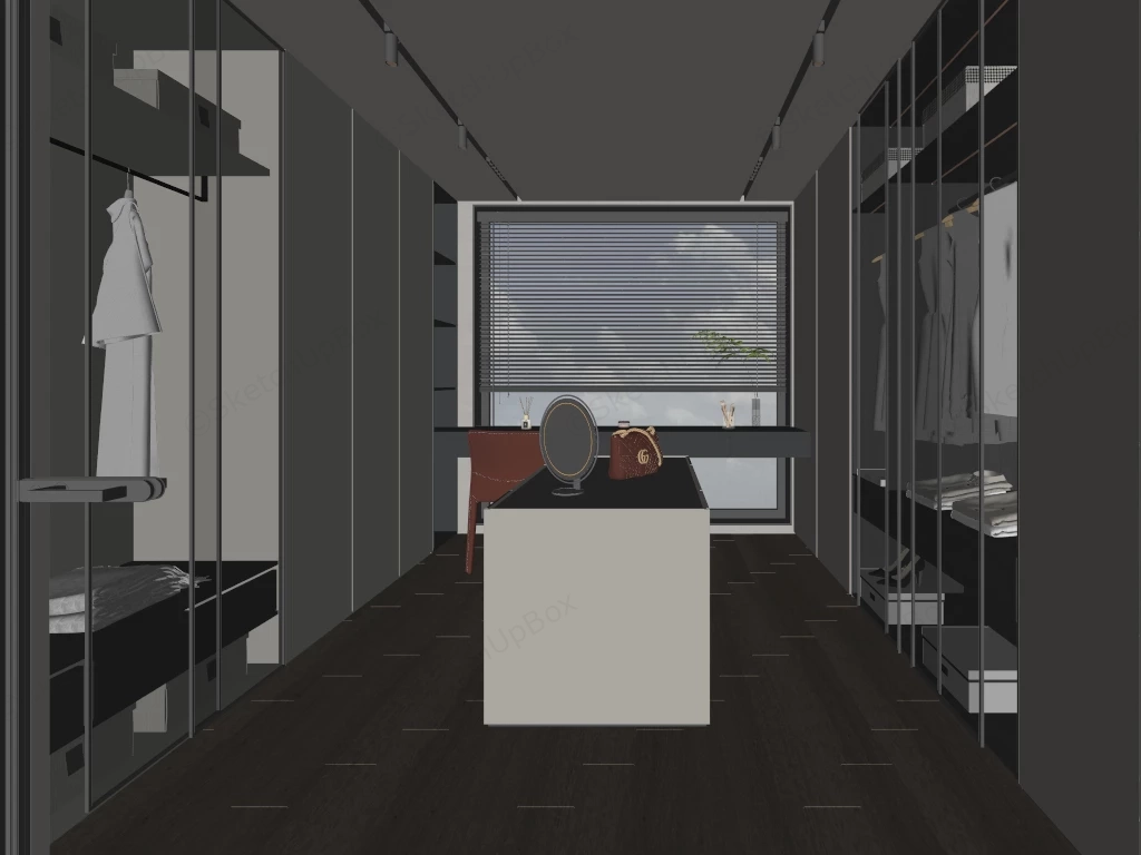 Modern Dressing Room With Makeup Vanity sketchup model preview - SketchupBox