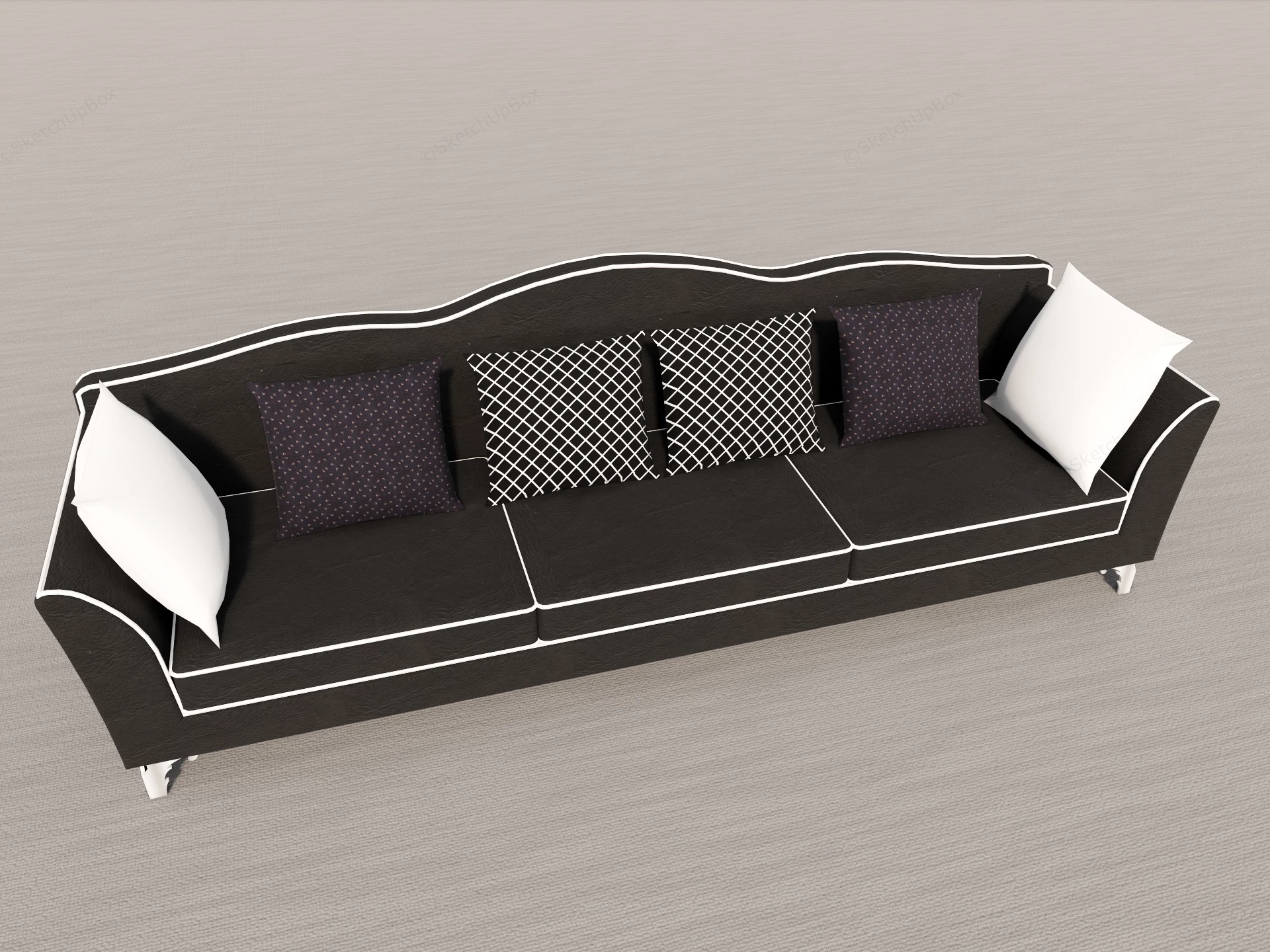 Black Fabric Sofa sketchup model preview - SketchupBox