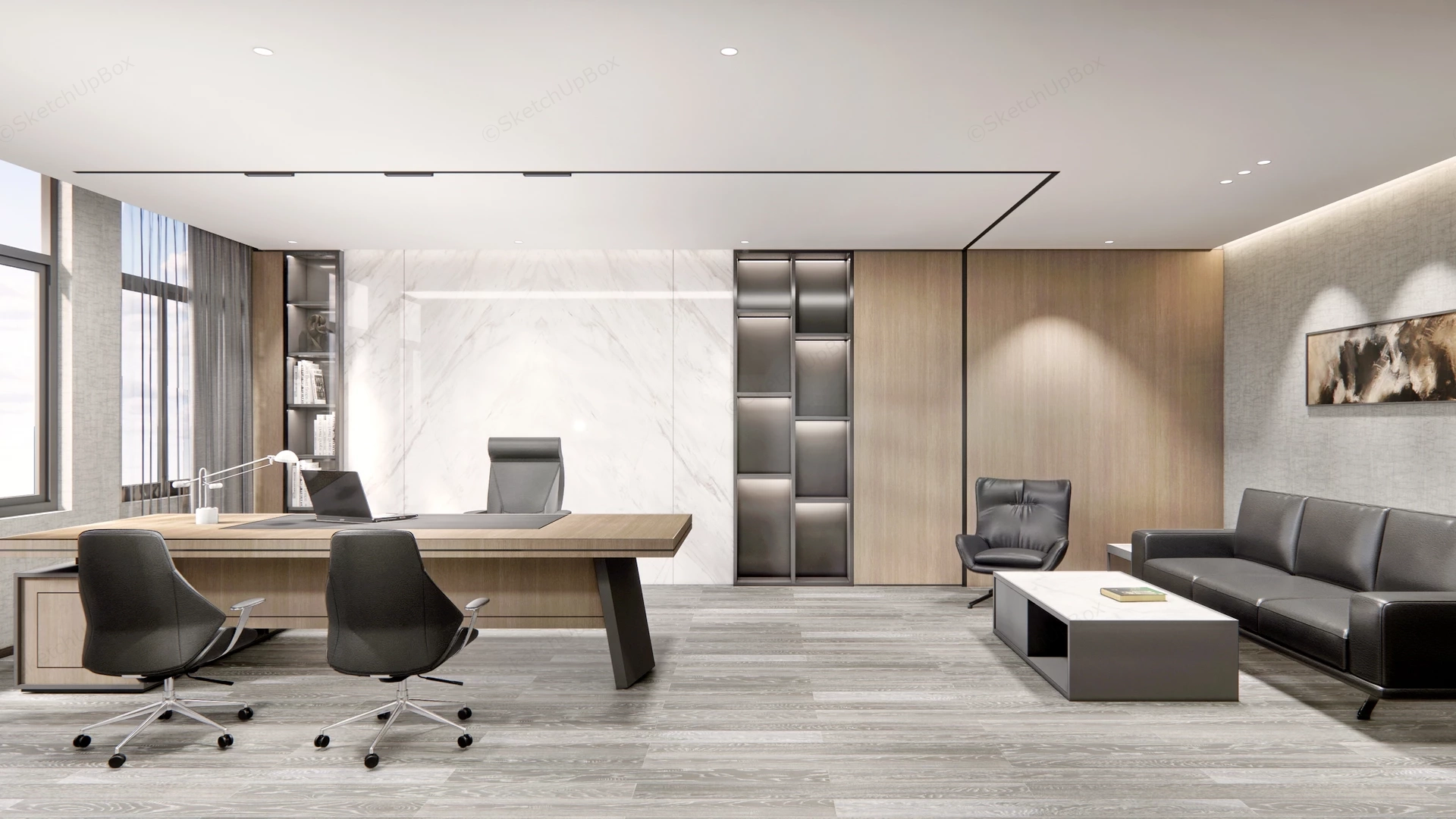Modern Executive Office Decor sketchup model preview - SketchupBox