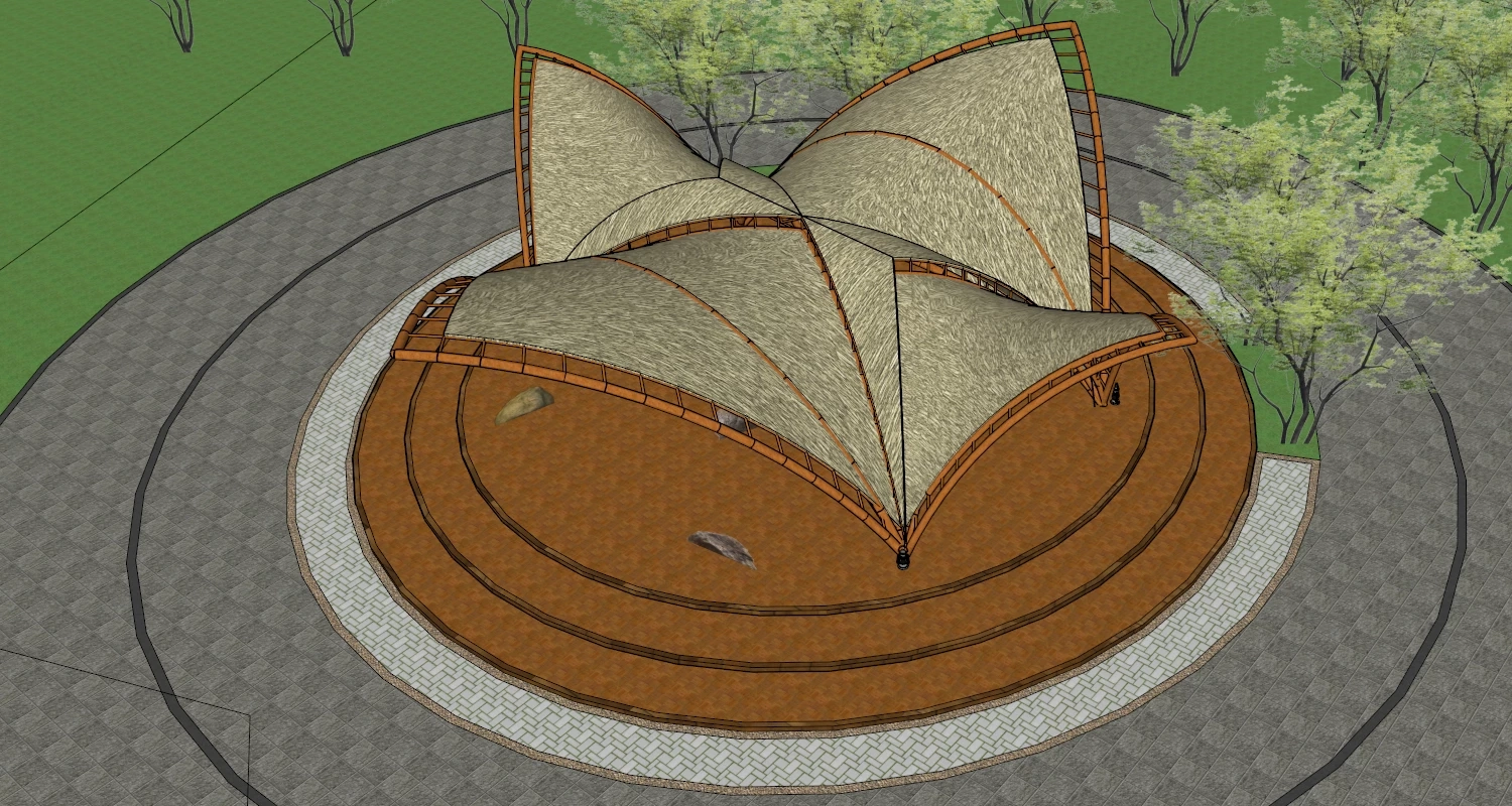 Tropical Park Pergola Shade Structure sketchup model preview - SketchupBox