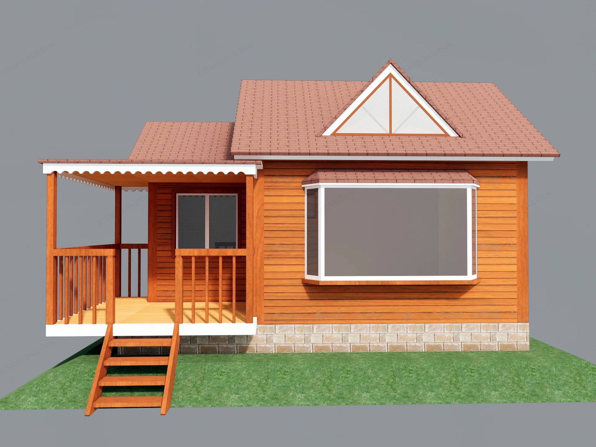 Log Tiny Cabin sketchup model preview - SketchupBox