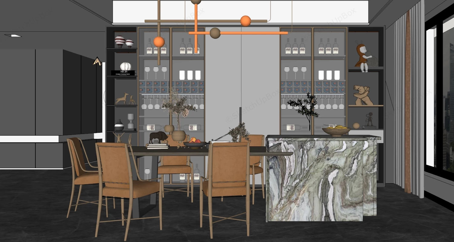Modern Home Bar Design sketchup model preview - SketchupBox