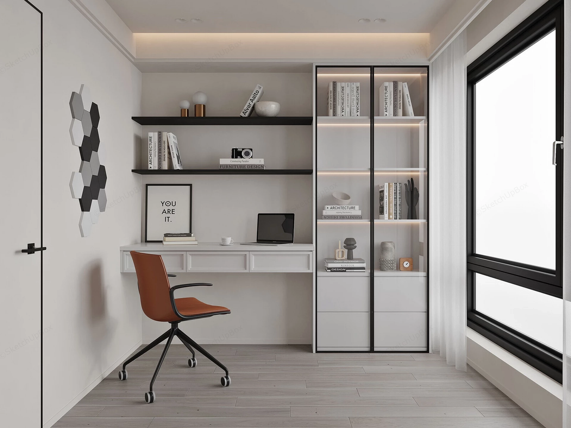 Small Modern Home Office sketchup model preview - SketchupBox