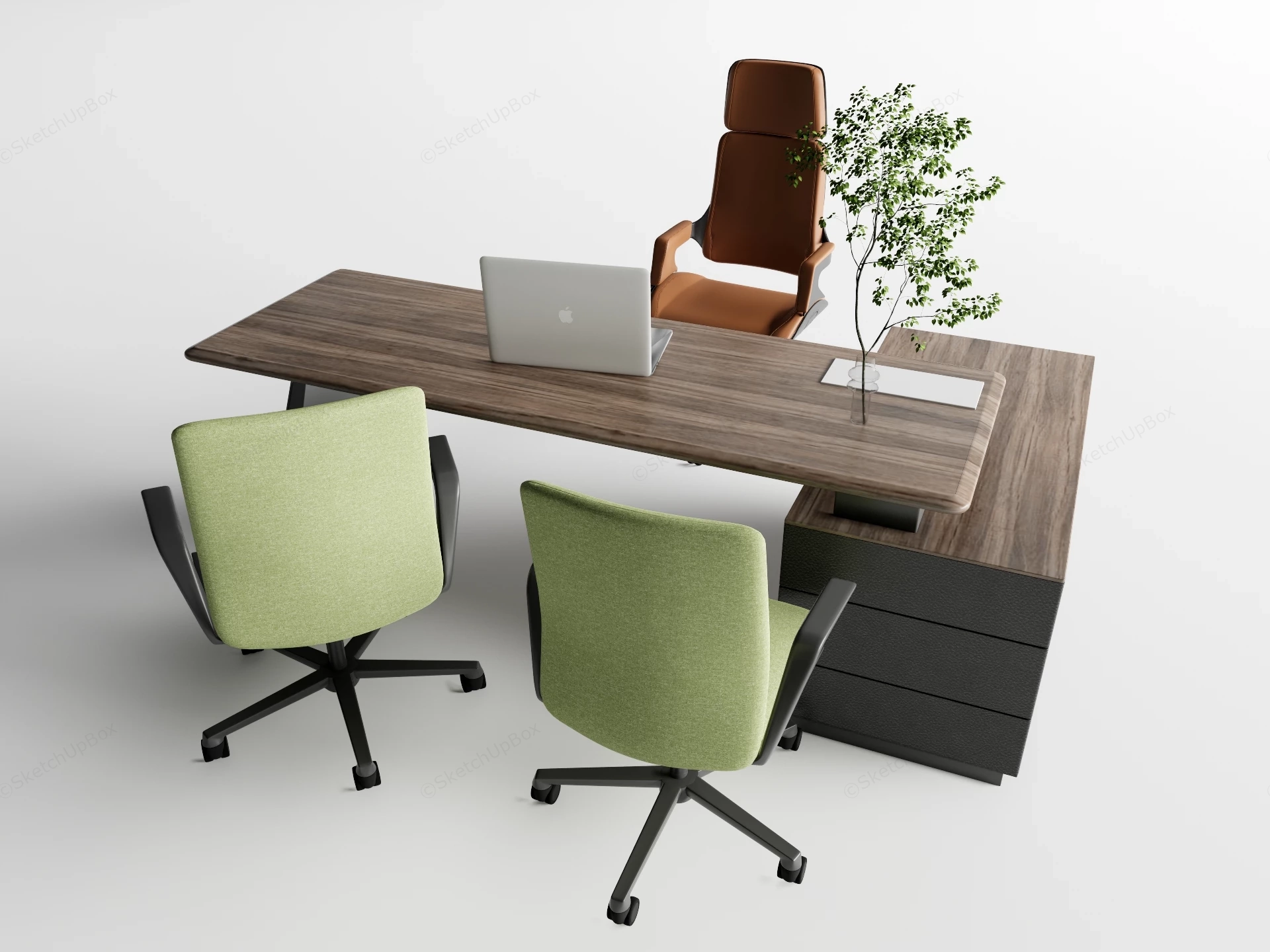 Modern L Shape Office Desk sketchup model preview - SketchupBox