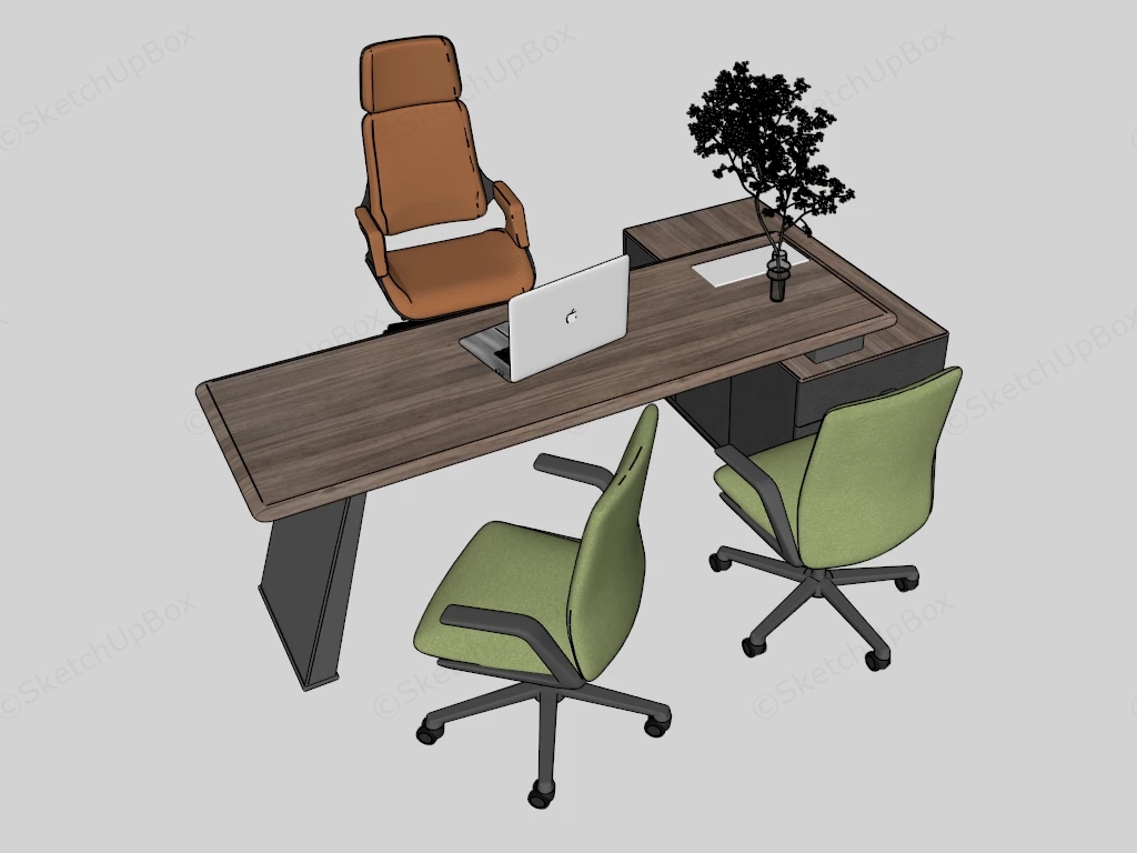 Modern L Shape Office Desk sketchup model preview - SketchupBox