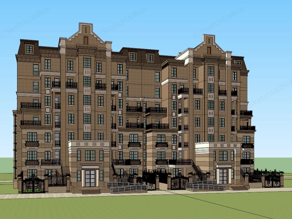 Art Deco Apartment Building sketchup model preview - SketchupBox