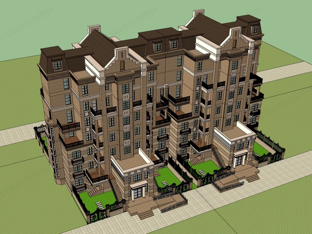 Art Deco Apartment Building sketchup model preview - SketchupBox
