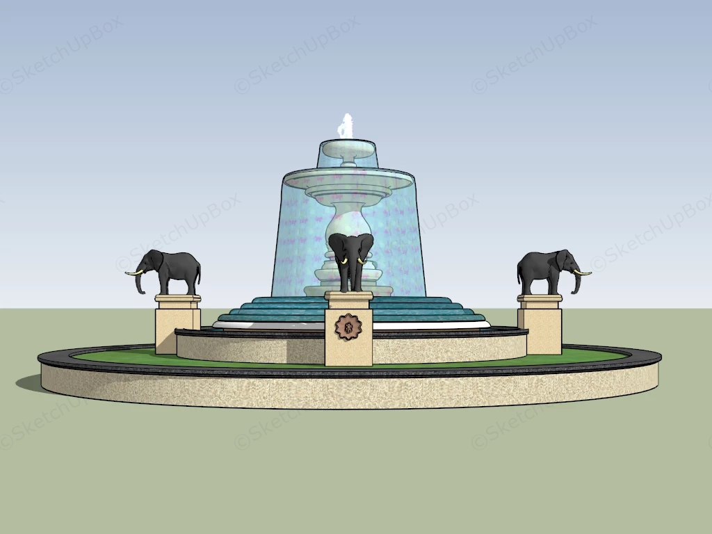 Elephant Water Fountain sketchup model preview - SketchupBox