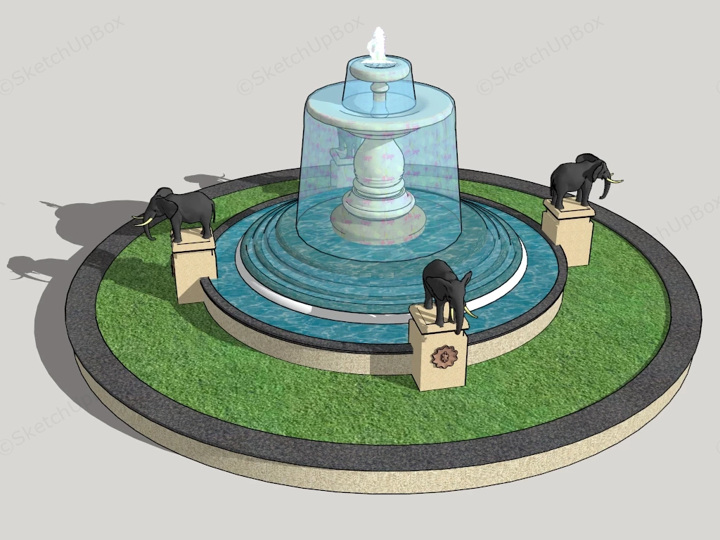 Elephant Water Fountain sketchup model preview - SketchupBox