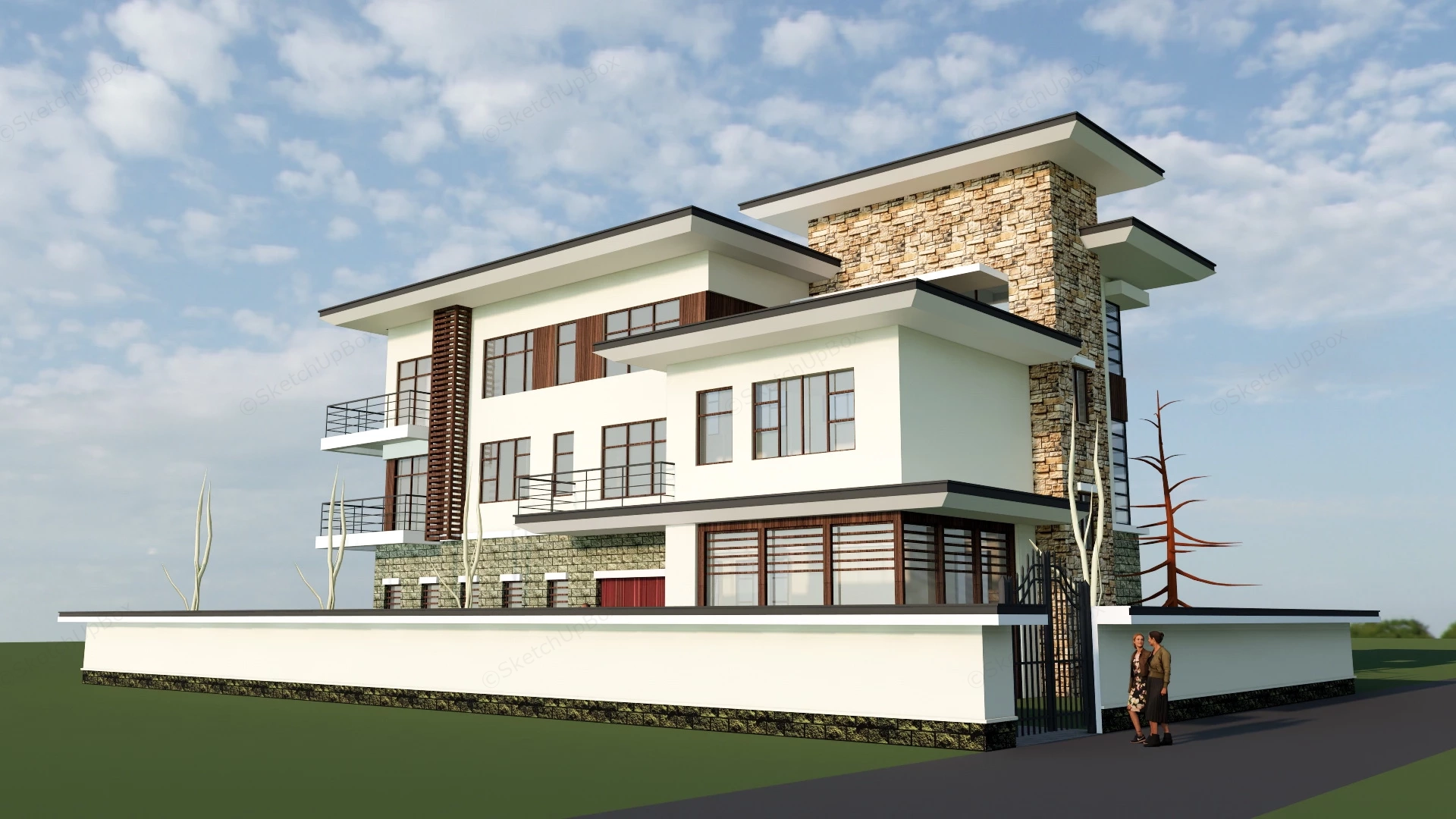 Suburban Family House sketchup model preview - SketchupBox