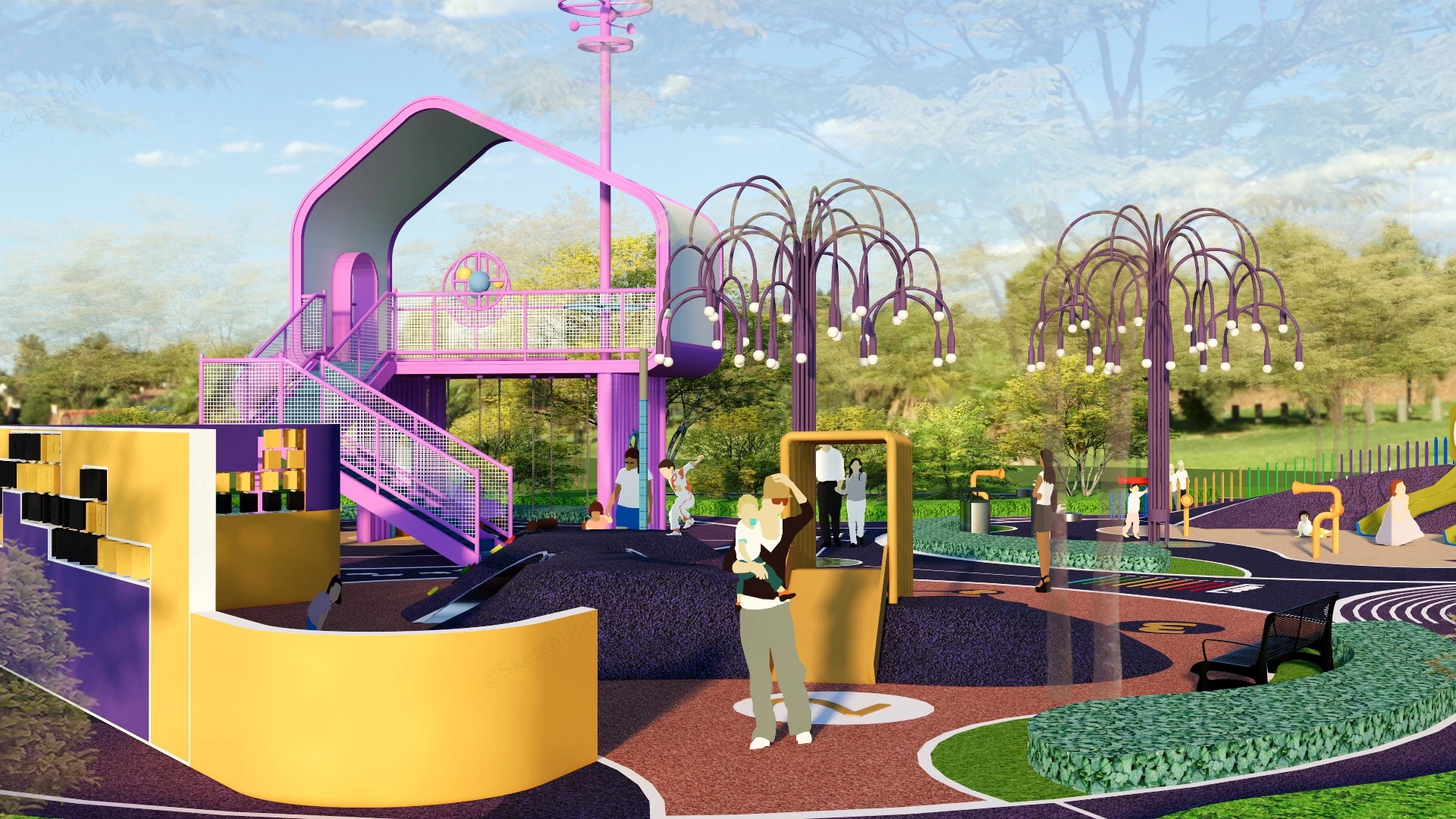 Community Park Playground sketchup model preview - SketchupBox