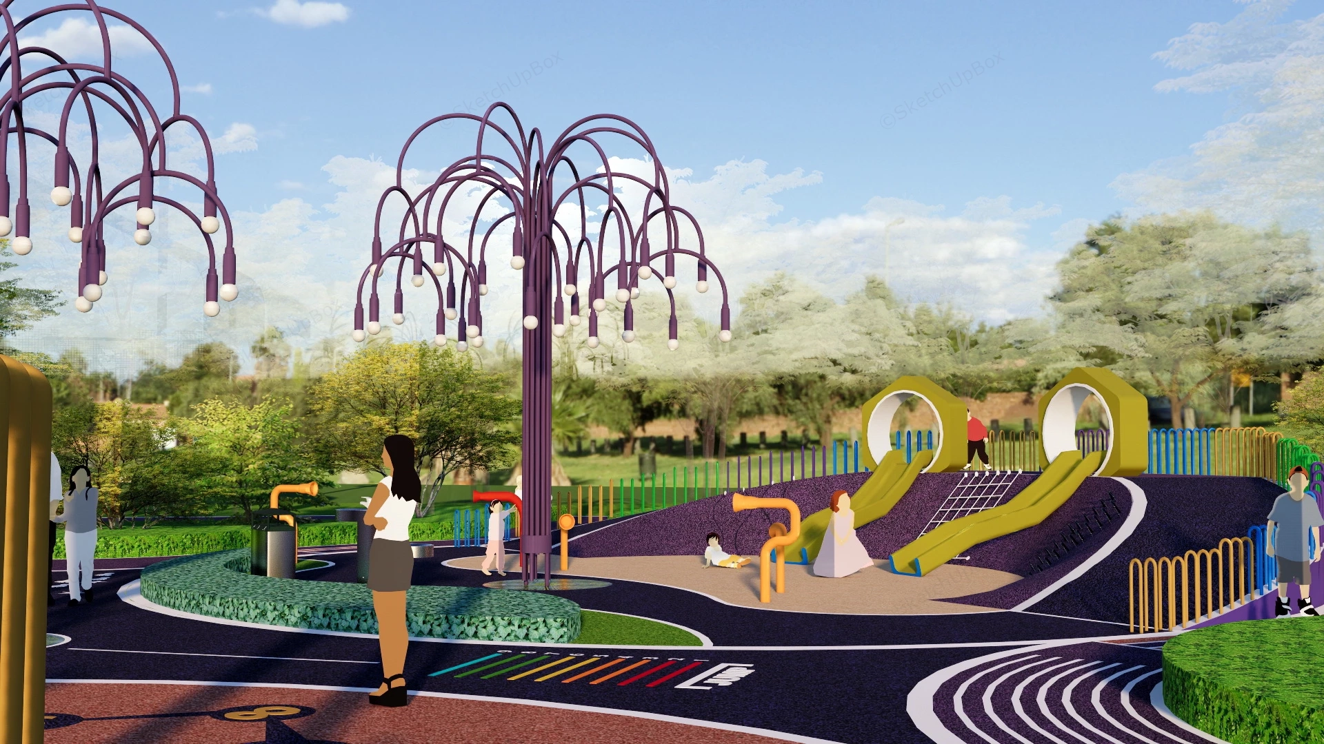 Community Park Playground sketchup model preview - SketchupBox