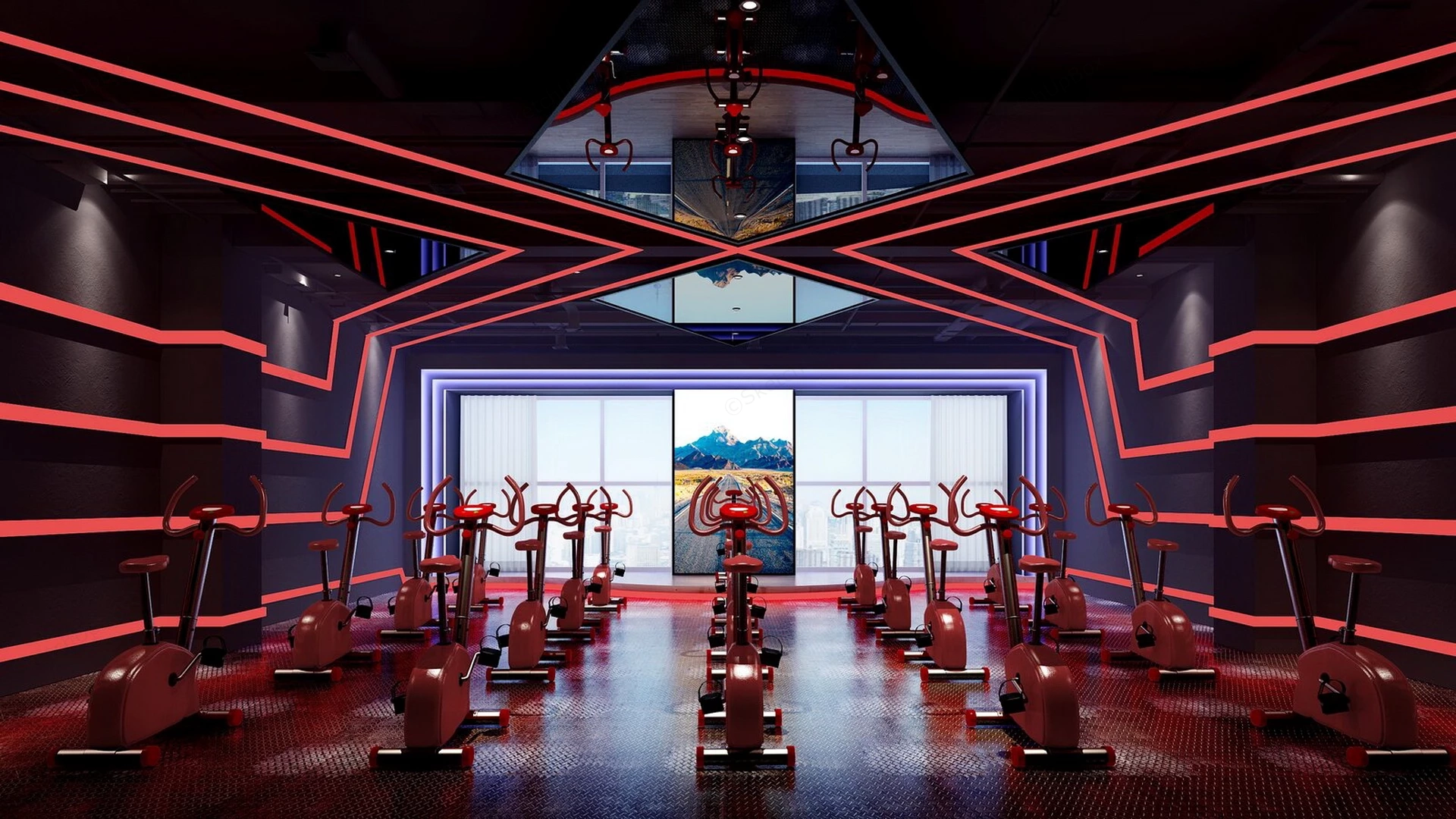 Indoor Cycling Room Design sketchup model preview - SketchupBox