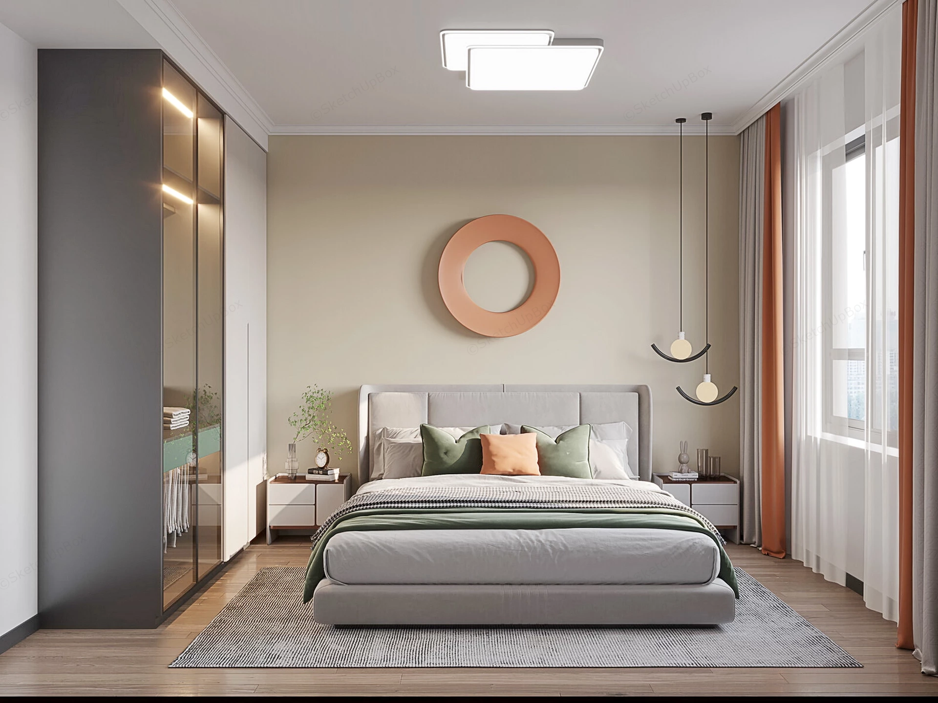 Small Modern Bedroom sketchup model preview - SketchupBox