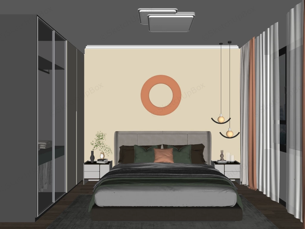Small Modern Bedroom sketchup model preview - SketchupBox