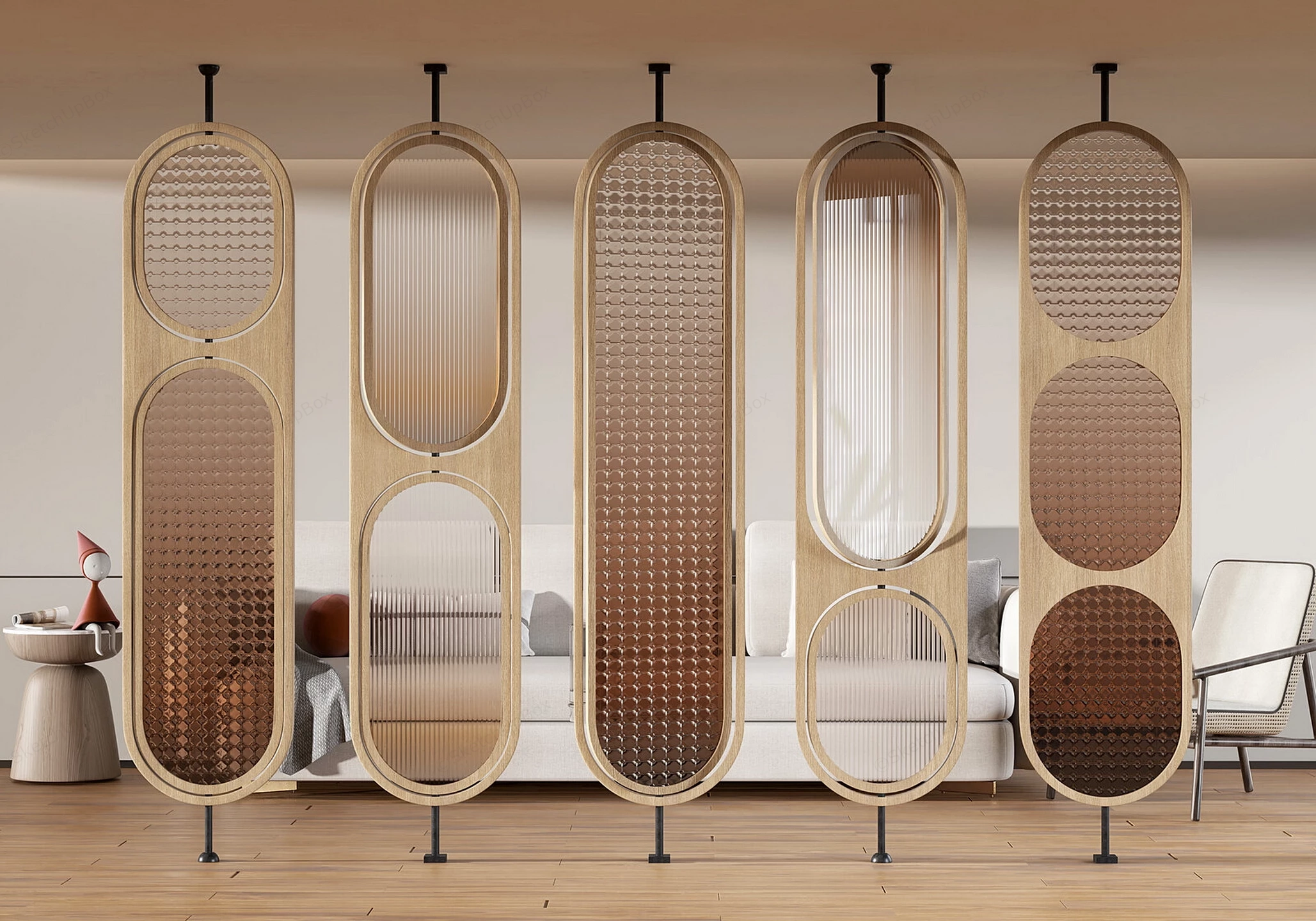Modern Living Room Divider Screen Ideas sketchup model preview - SketchupBox
