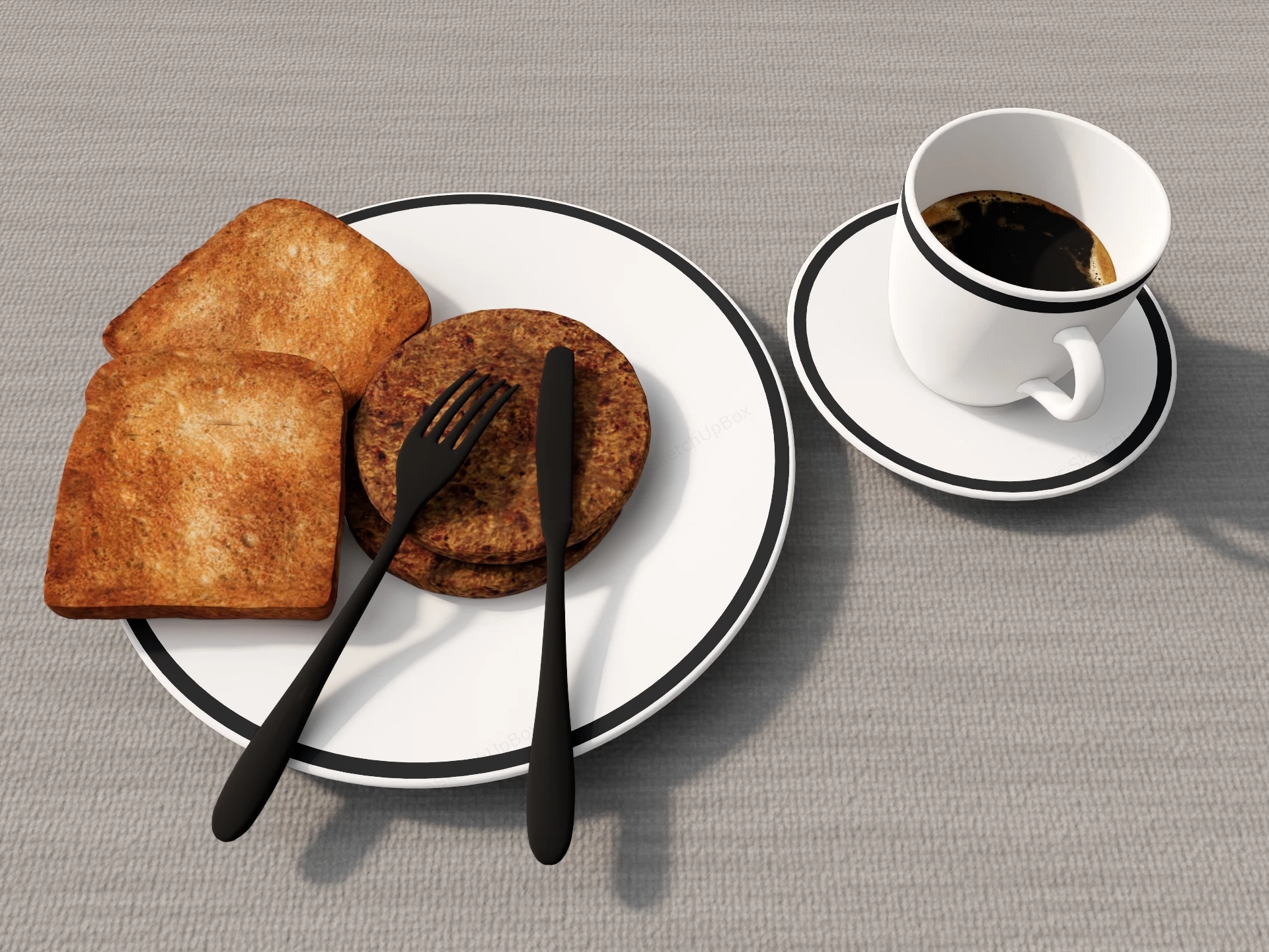 Sliced Bread And Coffee sketchup model preview - SketchupBox