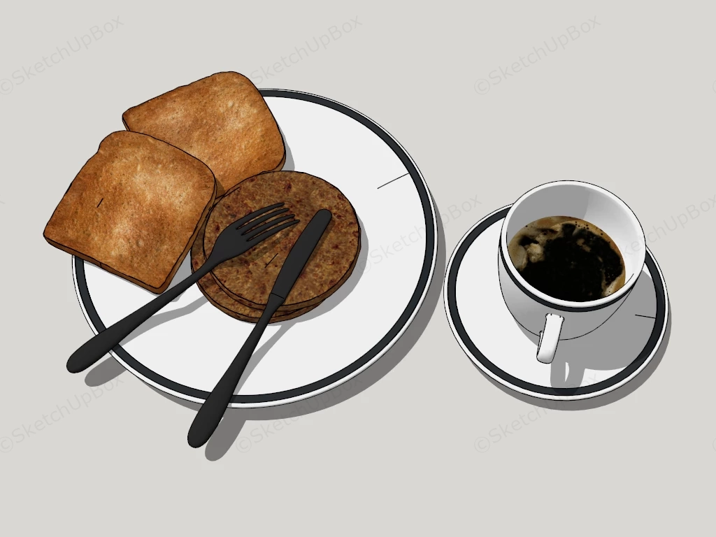 Sliced Bread And Coffee sketchup model preview - SketchupBox