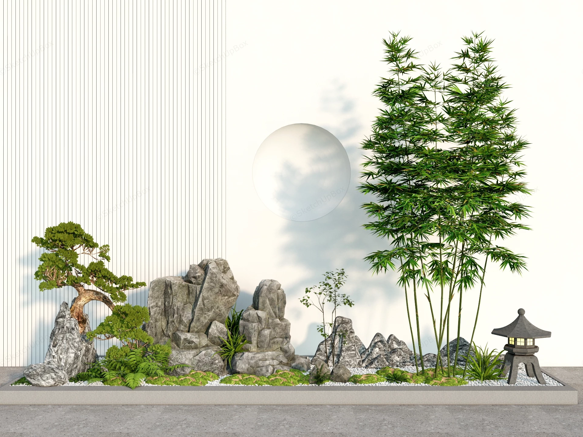 Raised Bed Zen Stone Garden sketchup model preview - SketchupBox