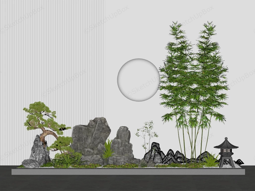 Raised Bed Zen Stone Garden sketchup model preview - SketchupBox