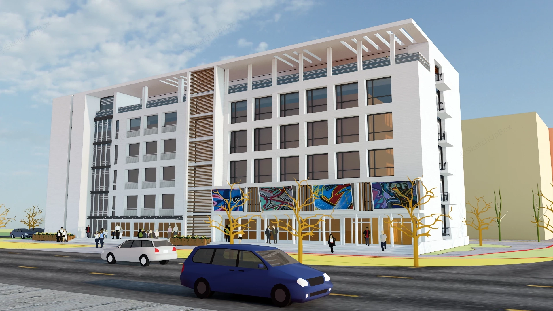 Street Facing Office Building sketchup model preview - SketchupBox