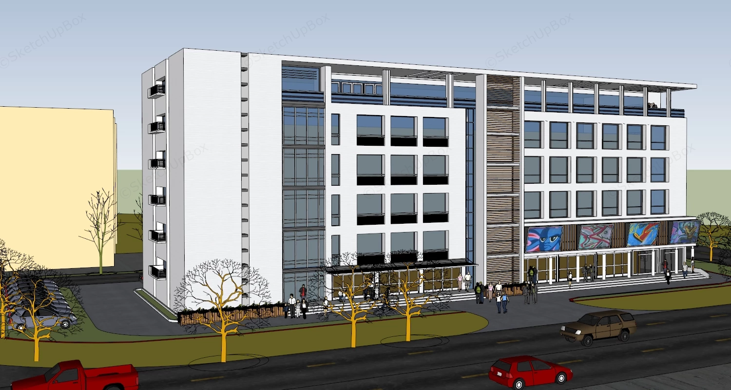 Street Facing Office Building sketchup model preview - SketchupBox