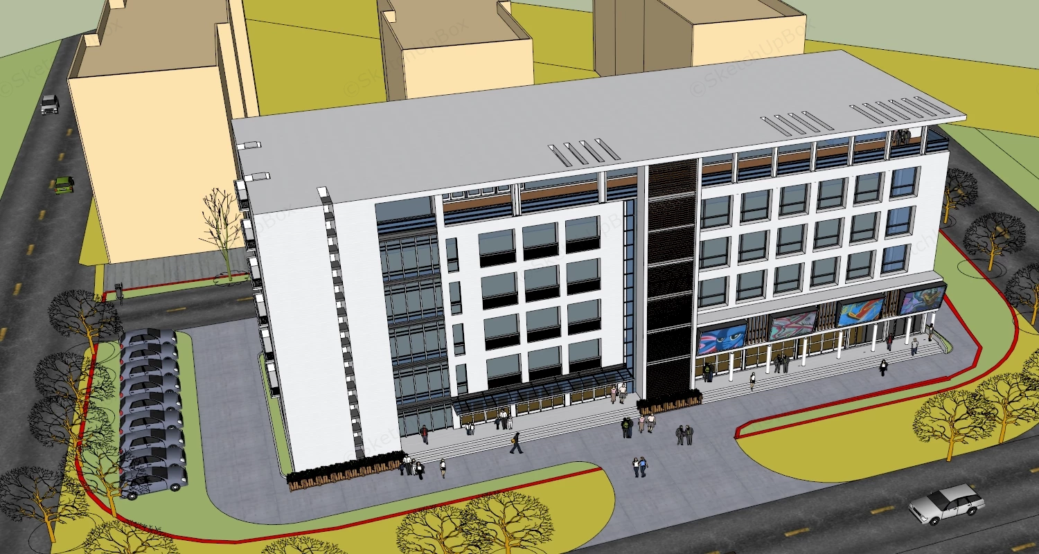 Street Facing Office Building sketchup model preview - SketchupBox