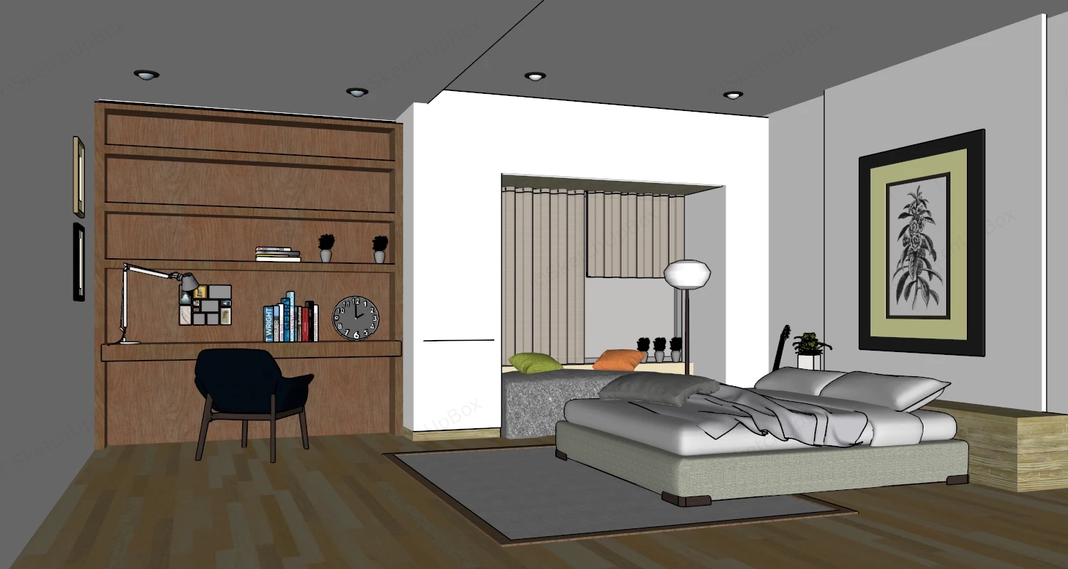 Young Man Bedroom Idea sketchup model preview - SketchupBox