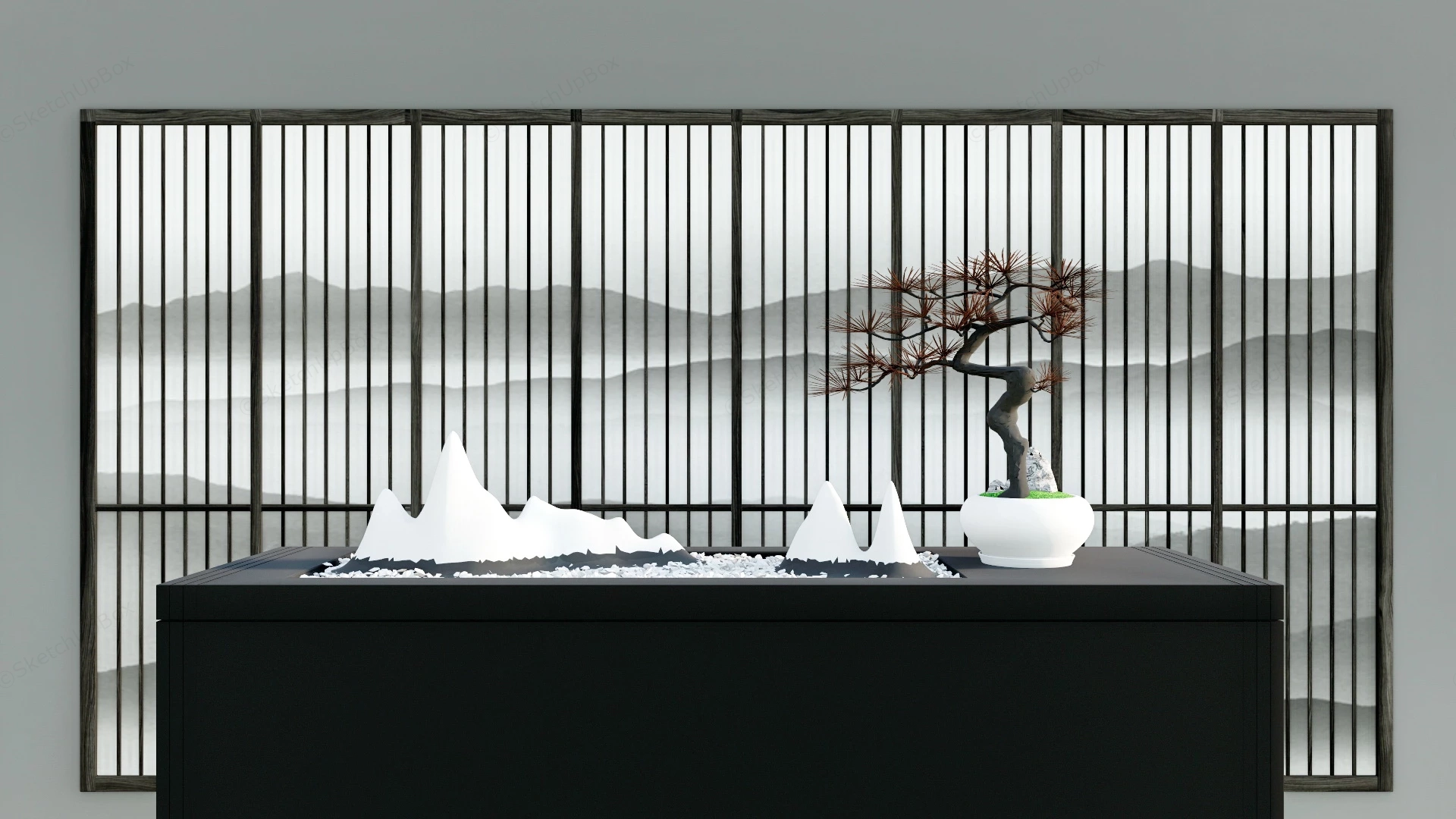 Mini Japanese Zen Garden sketchup model preview - SketchupBox