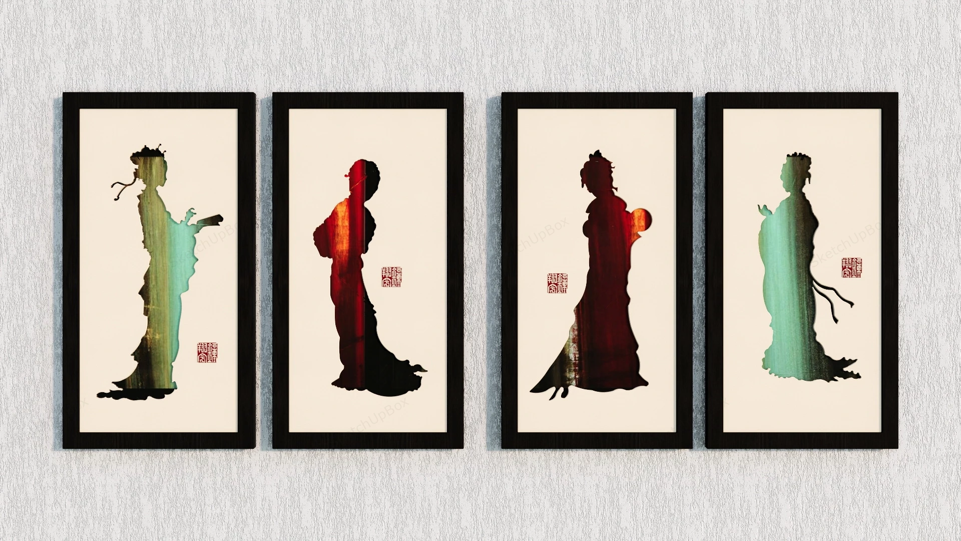 Noble Lady Framed Wall Art sketchup model preview - SketchupBox