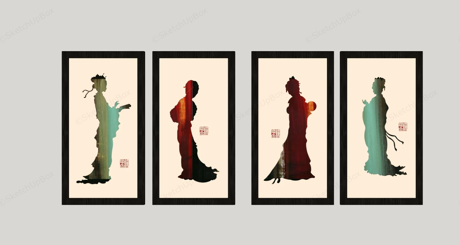 Noble Lady Framed Wall Art sketchup model preview - SketchupBox