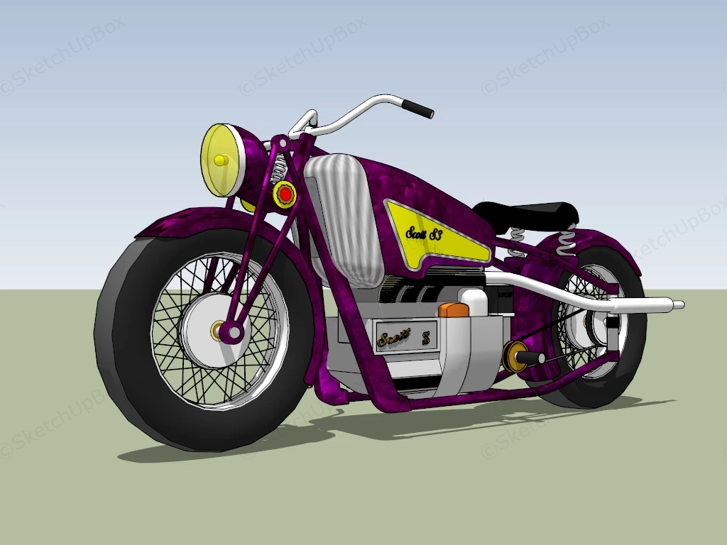 Purple Motorbike sketchup model preview - SketchupBox