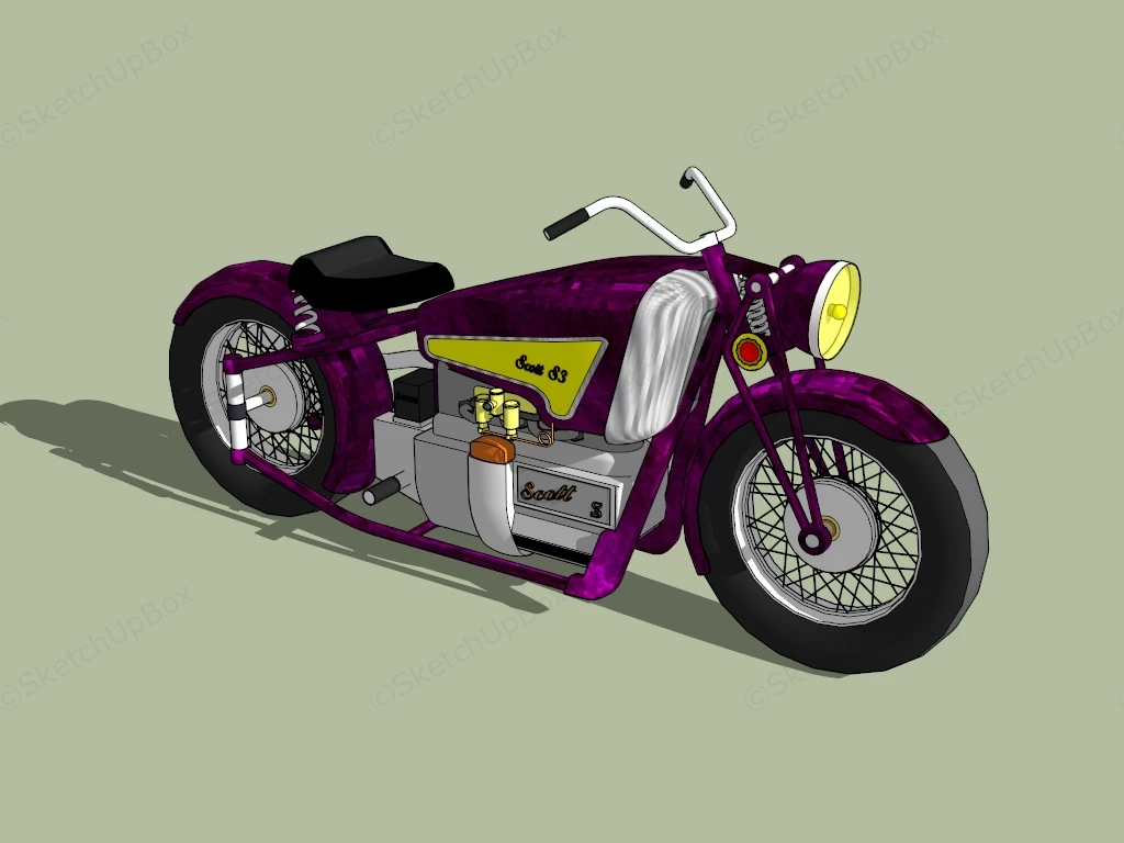 Purple Motorbike sketchup model preview - SketchupBox