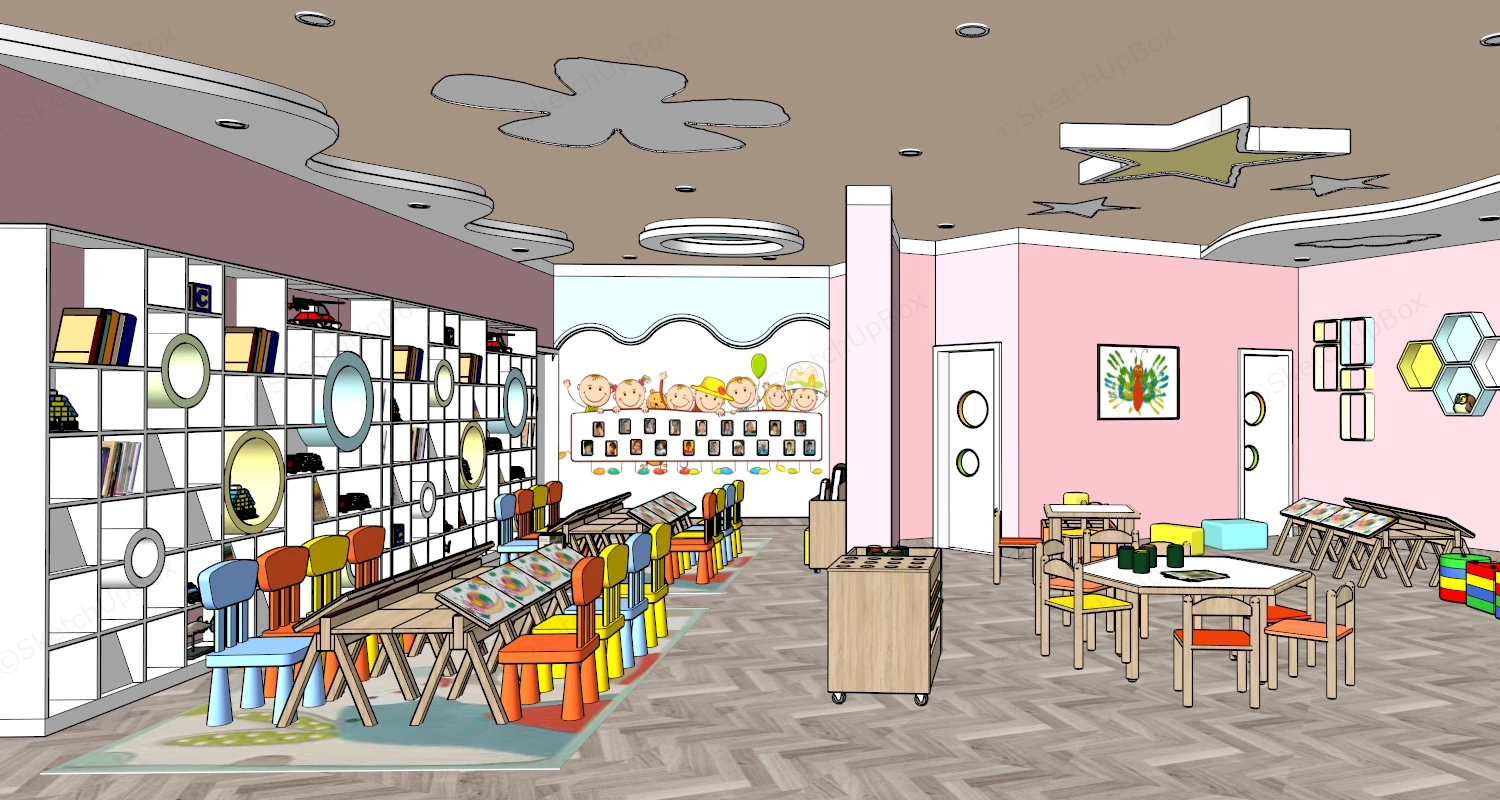 Kindergarten Art Room sketchup model preview - SketchupBox