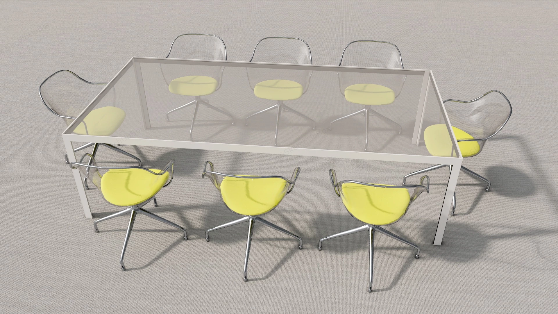 Glass Conference Table With Chairs sketchup model preview - SketchupBox