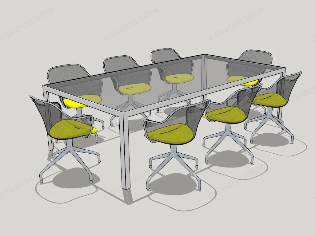 Glass Conference Table With Chairs sketchup model preview - SketchupBox