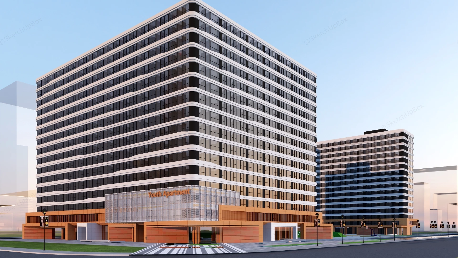 Modern Apartment Exterior Design sketchup model preview - SketchupBox