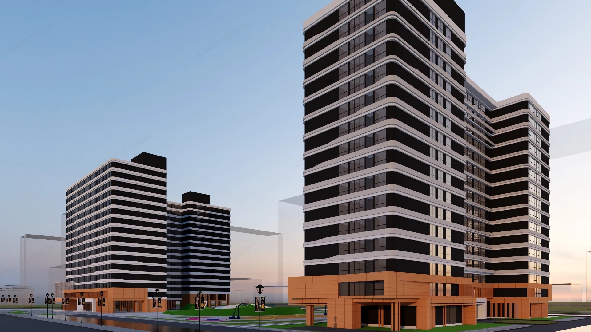 Modern Apartment Exterior Design sketchup model preview - SketchupBox
