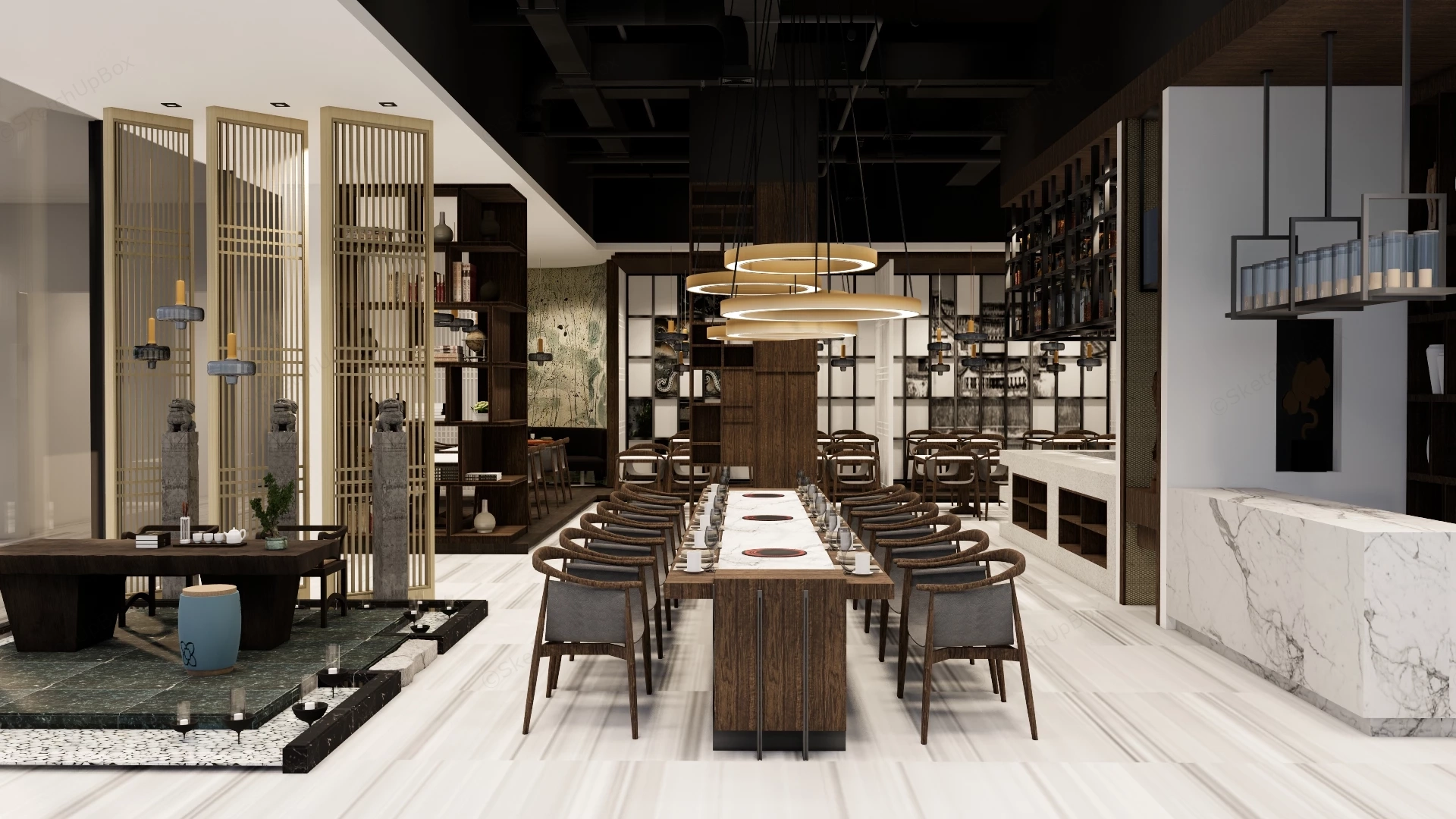 Chinese Style Restaurant sketchup model preview - SketchupBox