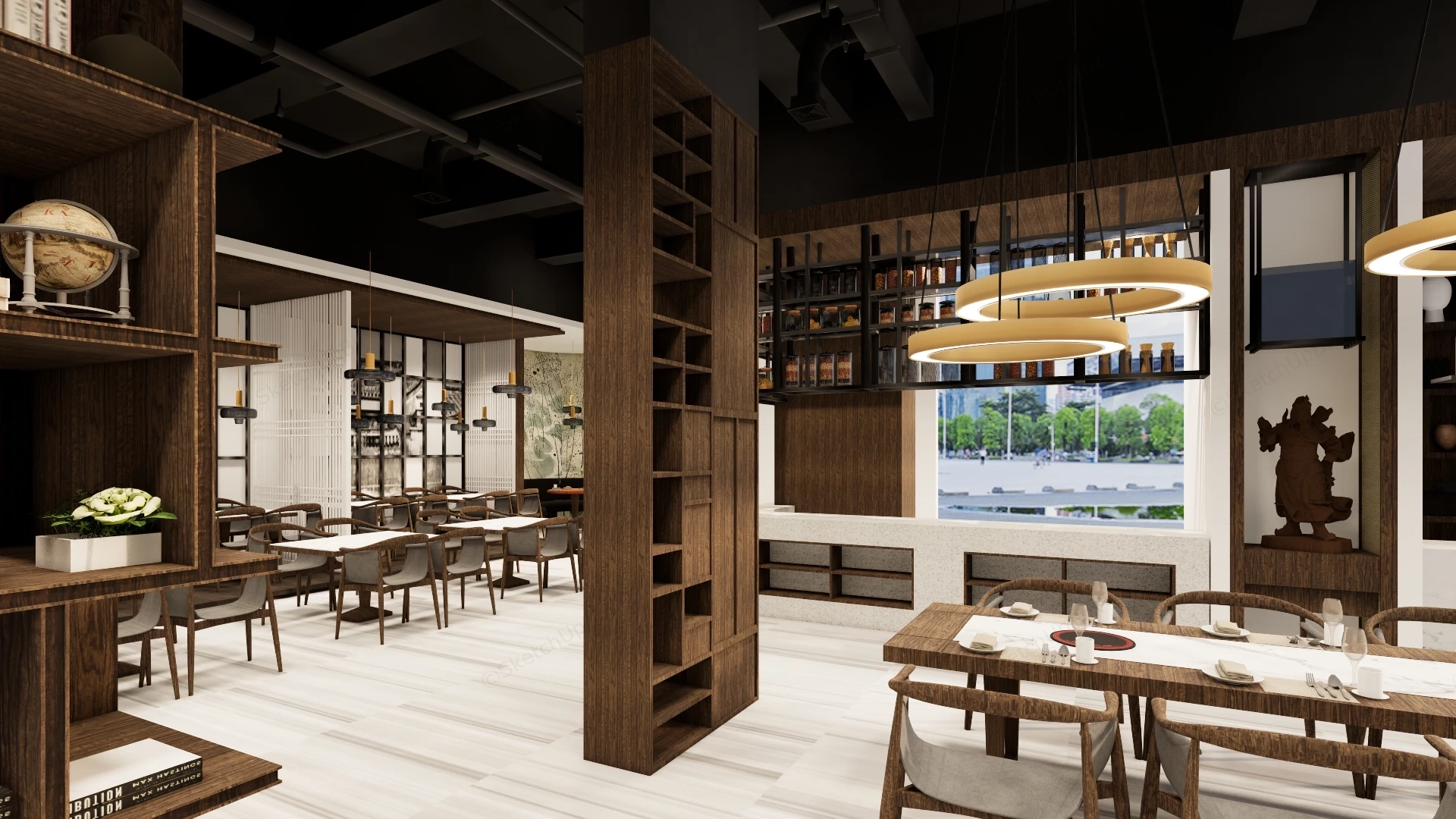 Chinese Style Restaurant sketchup model preview - SketchupBox