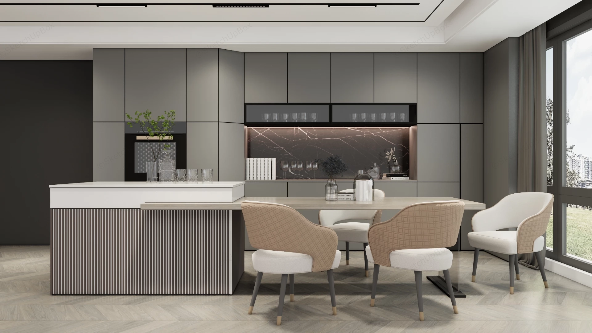 Modern Home Bar Design sketchup model preview - SketchupBox