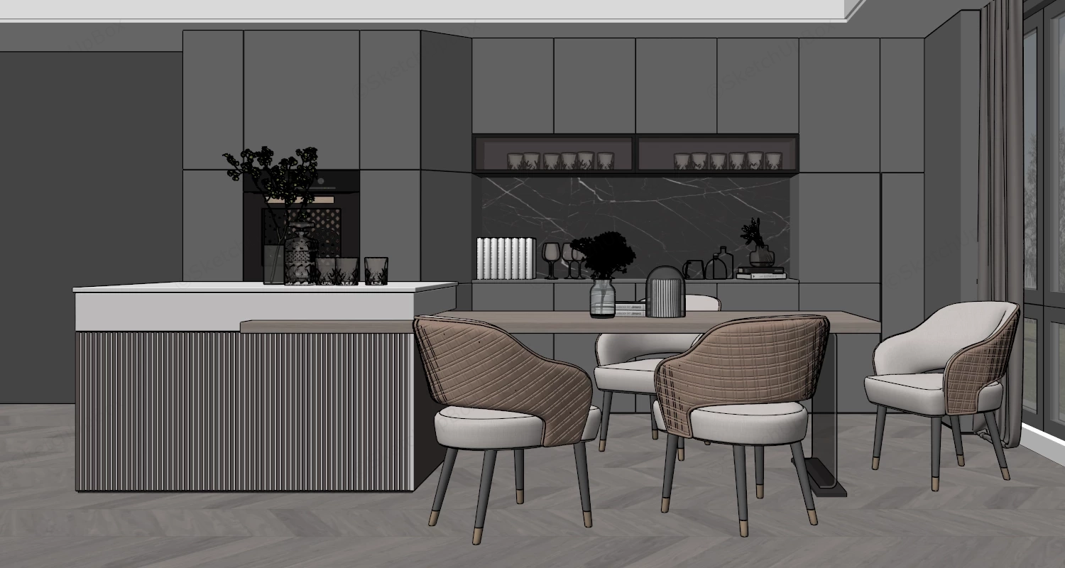 Modern Home Bar Design sketchup model preview - SketchupBox