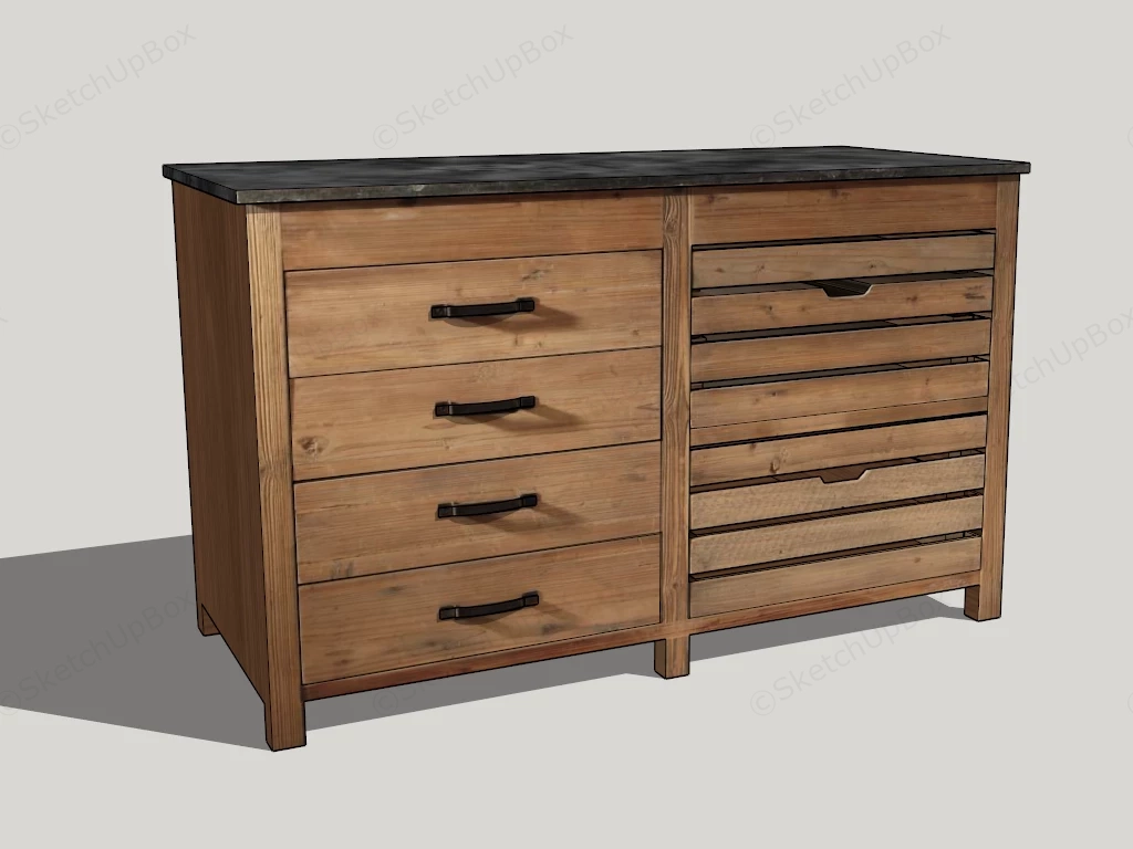 Rustic Bedroom Dresser sketchup model preview - SketchupBox