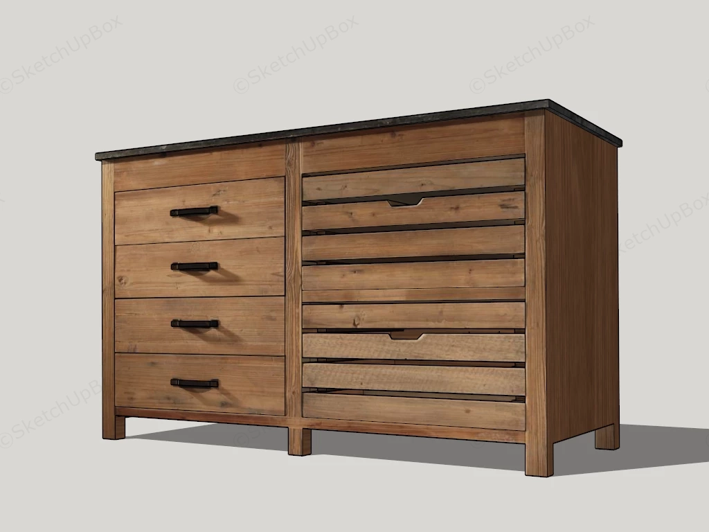 Rustic Bedroom Dresser sketchup model preview - SketchupBox