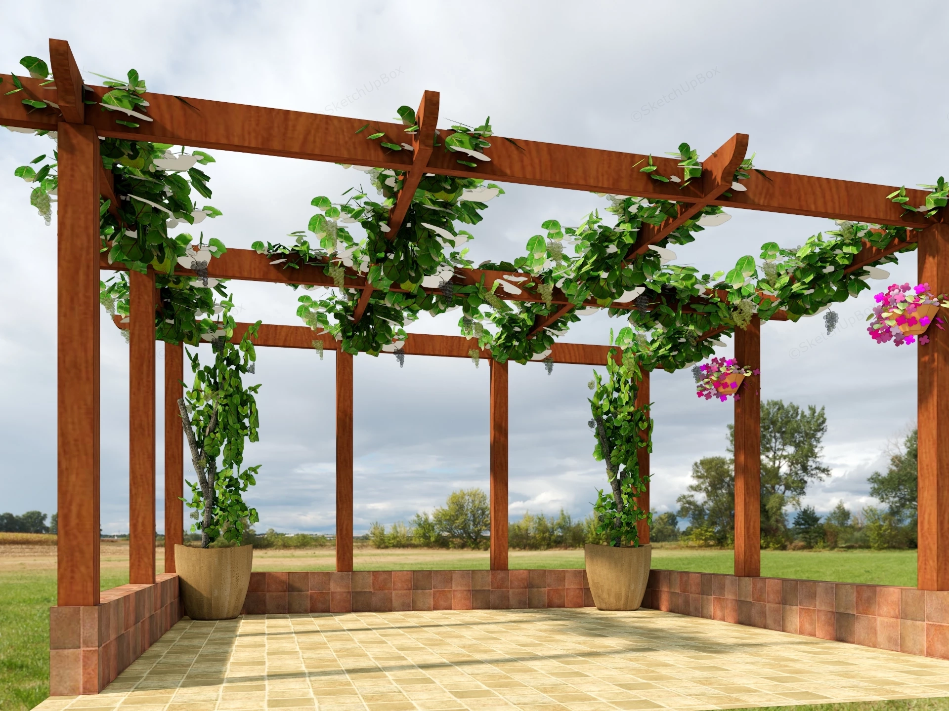 Grapevine Pergola sketchup model preview - SketchupBox