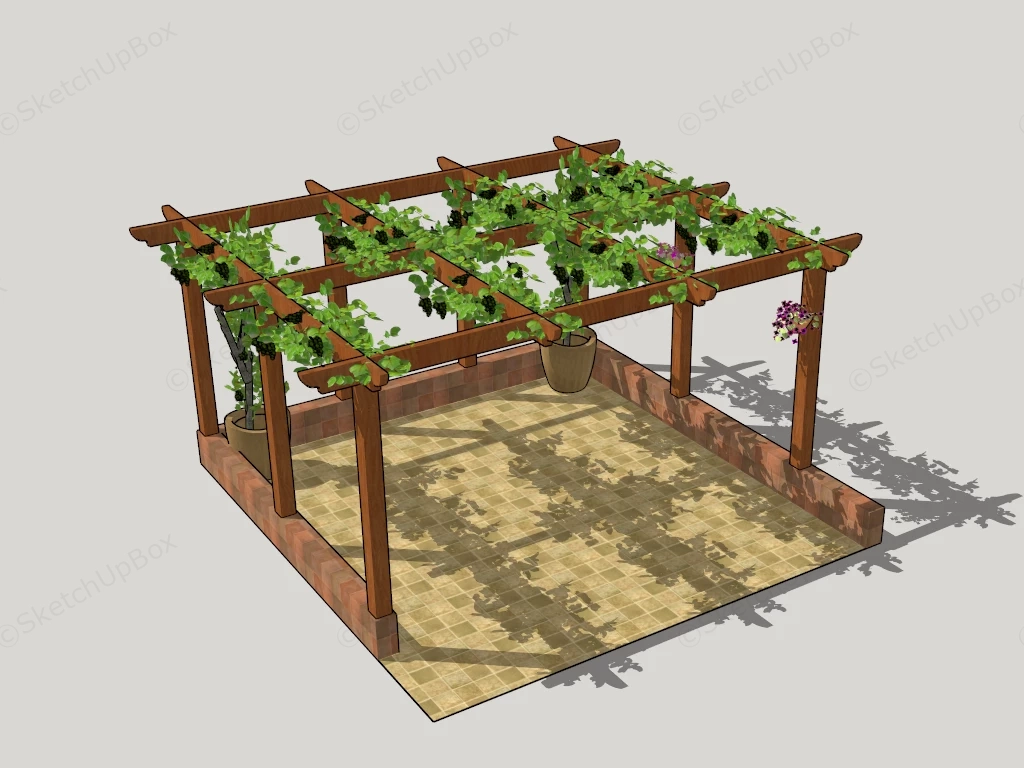 Grapevine Pergola sketchup model preview - SketchupBox