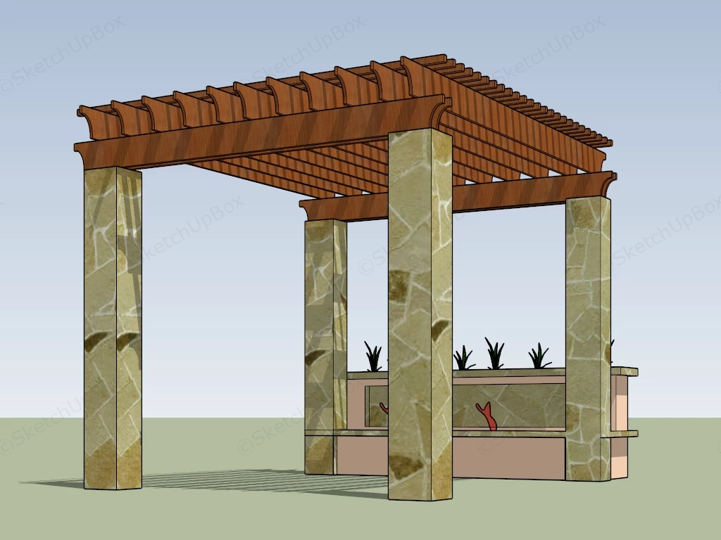 Pergola With Planter sketchup model preview - SketchupBox