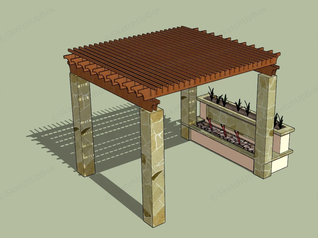 Pergola With Planter sketchup model preview - SketchupBox